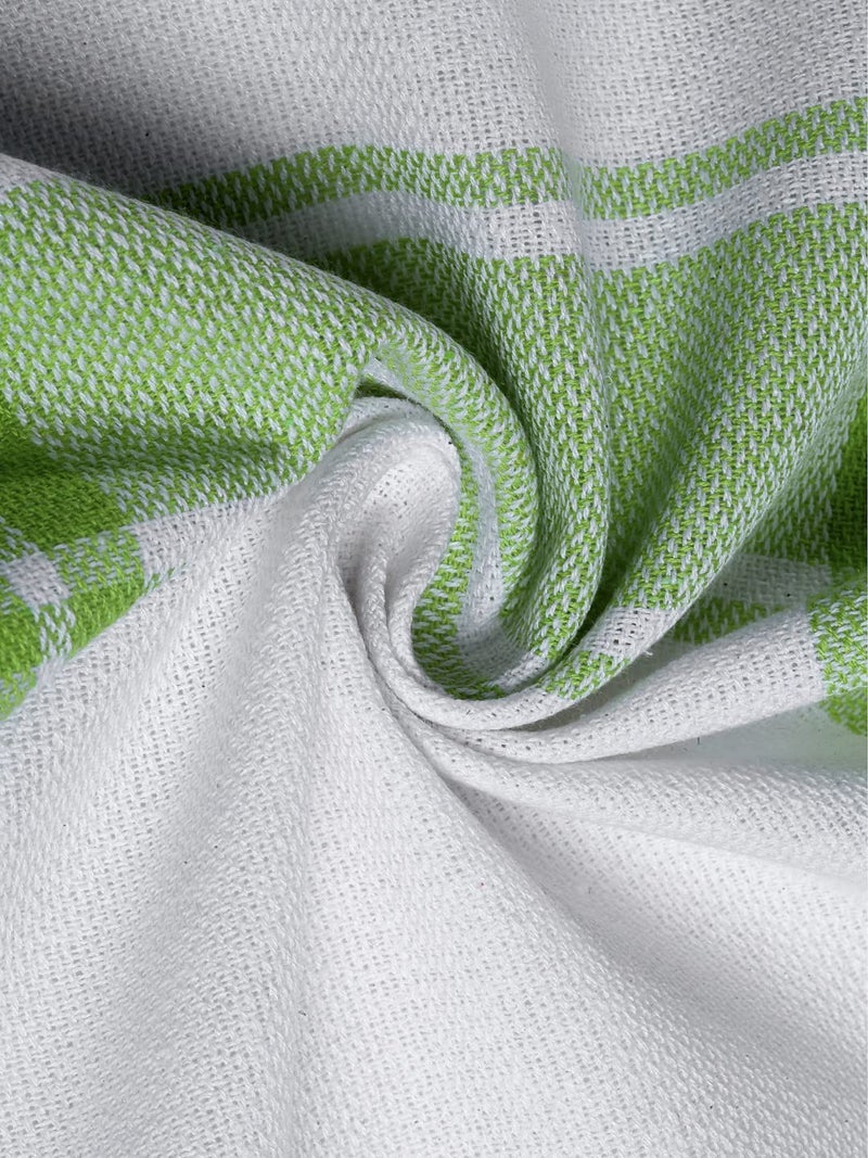 Arrabi Green Stripes Handwoven Cotton Hand Towel (Set of 5) | ARHT-1014-x5 - Image 5