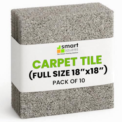 SMART SQUARES THE SIMPLE FLOORING SOLUTION Smart Squares Easy Street Premium Made in The USA Carpet Tiles 18x18 Inch, Soft Padded, Seamless Appearance, Peel and Stick for Easy DIY Installation (Iron Frost, 10 Tiles - 22.5 Sq Ft) - Image 1