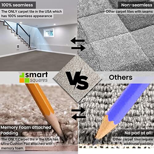 SMART SQUARES THE SIMPLE FLOORING SOLUTION Smart Squares Easy Street Premium Made in The USA Carpet Tiles 18x18 Inch, Soft Padded, Seamless Appearance, Peel and Stick for Easy DIY Installation (Iron Frost, 10 Tiles - 22.5 Sq Ft) - Image 4