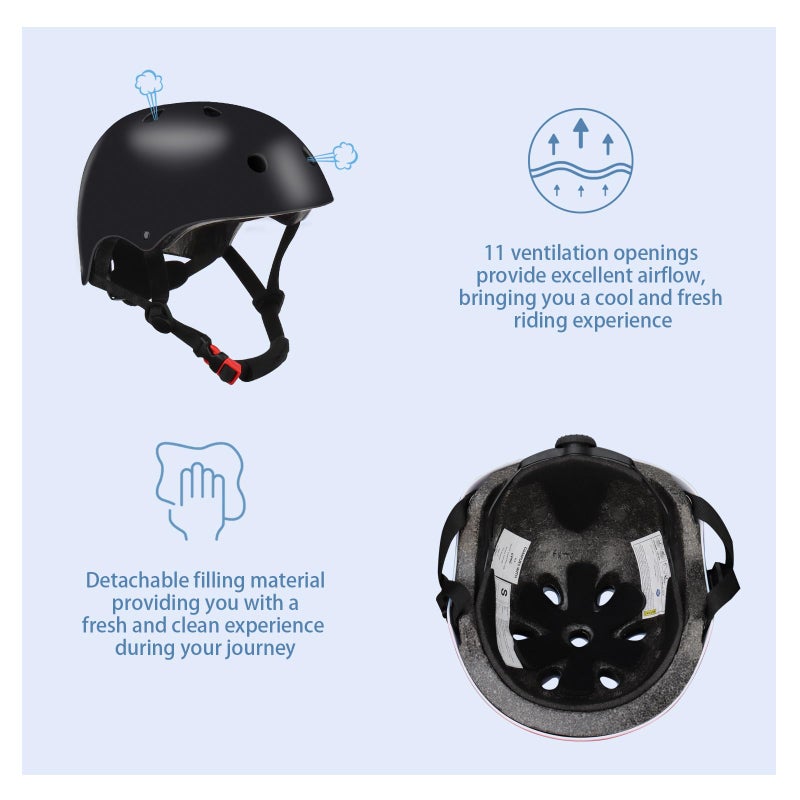 TCCVANAS Color Gradient Adjustable Kids Bike Helmet with Knee & Elbow Pads Set | Multi-Sport Safety Gear for Boys & Girls Ages 5-14 | Skateboarding, Scooters, Roller & Inline Skating, Longboarding - Image 2
