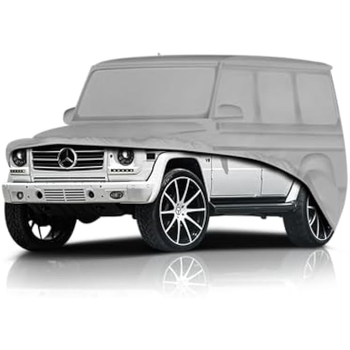 rayihni Protect Your G Wagon All Weather, Rain, UV, Wind, Snow, Tree sap, Dirt dust Elements Full Car Cover W463 W464 G Class G550 G63 G500 G350 G55 AMG Oxford + Cotton Liner (Premium Outdoor- Silver) - Image 1