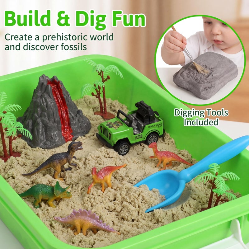 AGENTLAN Dinosaur Sensory Bin, Dinosaur Dig Sensory Toys with Play Sand for Toddlers Boys and Girls, Kids Toys Gift Sand Box for Age 3 4 5 6 7 8 - Image 3