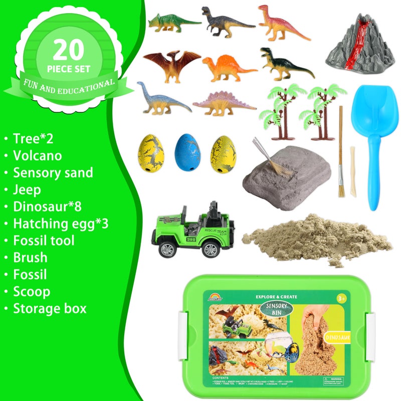AGENTLAN Dinosaur Sensory Bin, Dinosaur Dig Sensory Toys with Play Sand for Toddlers Boys and Girls, Kids Toys Gift Sand Box for Age 3 4 5 6 7 8 - Image 4