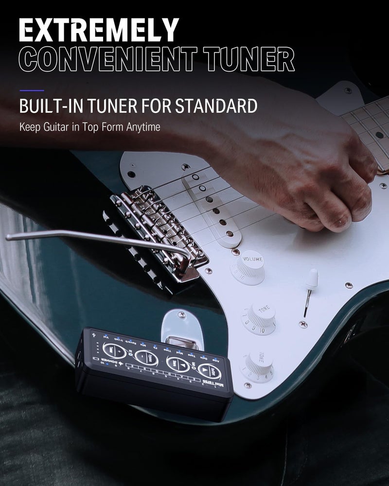 Donner Guitar Headphone Amp Mini Turbo with 10 Amp Models Tuner USB Rechargeable Multi-Effects Delay Reverb Chorus Overdrive Mini Portable Electric Guitar Amp - Image 5