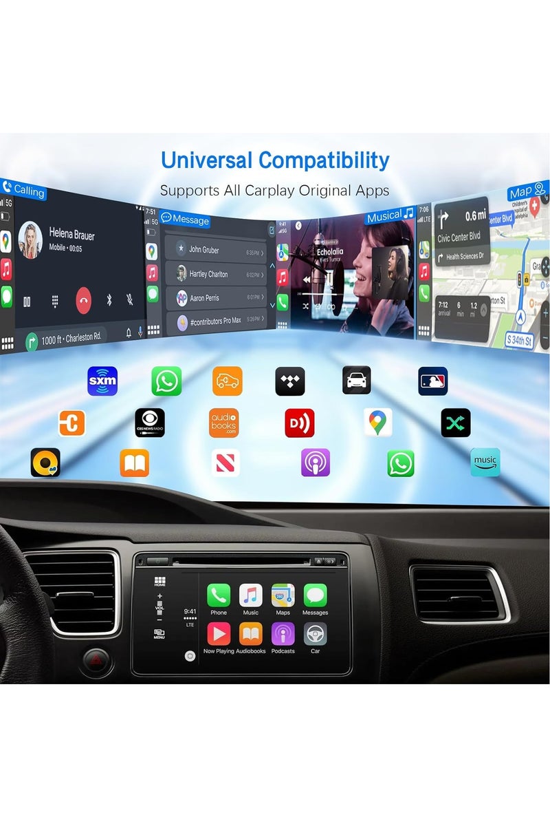 محول لاسلكي للسيارة، محول CarPlay لاسلكي ومحول Android Auto 2 في 1، محول قابل للتوصيل والتشغيل الفوري لتحويل السلكي إلى لاسلكي، متوافق مع Apple CarPlay/Android Auto. - Image 3