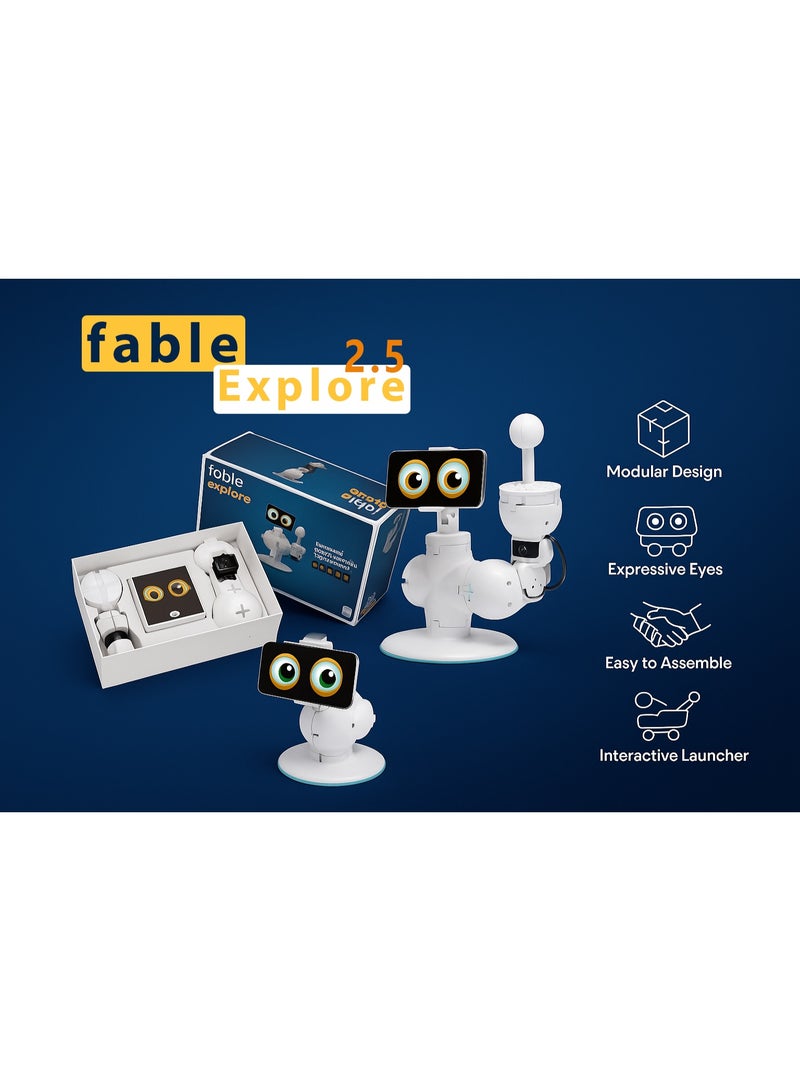 Shape Robotics Fable Explore 2.5 by Shape Robotics: Advanced 360° Modular Robot with Multifunctional Arm, Blockly & Python Programming, Color/Proximity Sensors, 20+ Interactive STEM Lessons, Tool-Free Assembly, and 3,000 mAh Battery for Dynamic Education | Black/white - Image 2