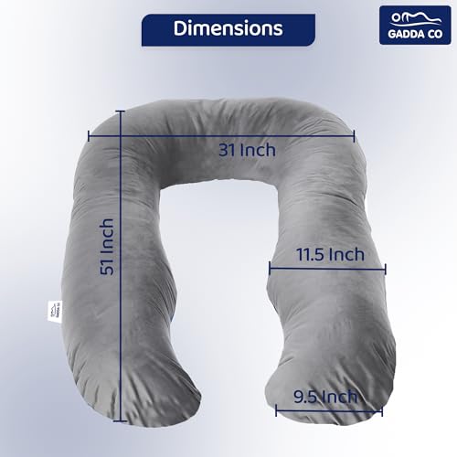 GADDA CO Pregnancy Pillows for Sleeping U-Shape Full Body Pillow and Maternity Support - for Back, HIPS, Legs, Belly for Pregnant Women with Removable Washable Velvet Cover (Grey) - Image 4