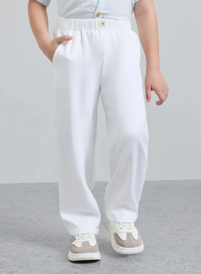 Styli Boys Off White Straight Leg Regular Fit Pants