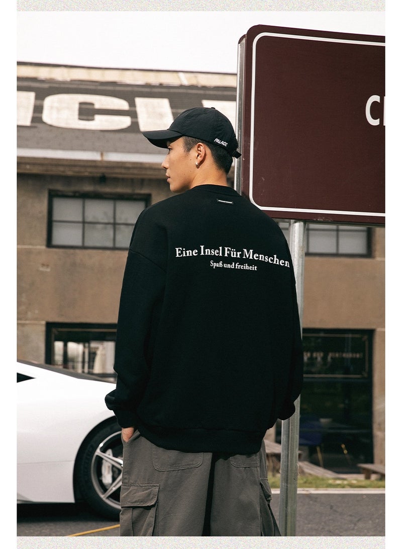 NIBEMINENT Autumn Winter Vintage Sweatshirt Men O Neck American Print Hip Hop Pullover Baggy Casual Couples Clothes - Image 3