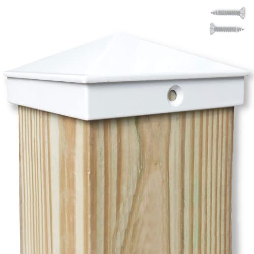 WeatherPRO Post Caps WeatherPRO 4x4 Post Cap White (Fits 3.5” x 3.5” Wood Post), Gloss Powder-Coated Aluminum, Fence, Mailbox, Dock and Deck Post Topper, Outdoor Rustproof Metal Cover, Single Pack, Sold by U.S. Company - Image 1