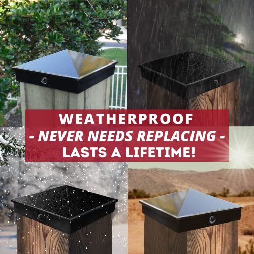 WeatherPRO Post Caps WeatherPRO 4x4 Post Cap White (Fits 3.5” x 3.5” Wood Post), Gloss Powder-Coated Aluminum, Fence, Mailbox, Dock and Deck Post Topper, Outdoor Rustproof Metal Cover, Single Pack, Sold by U.S. Company - Image 2