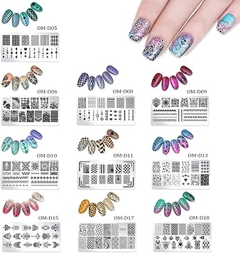 metagio birdsunshine 10 Pcs Nail Stamping Plates Flowers Lace Geometric Patterns Nail Art Stamping Templates Manicure Tool Kit with 1 Stamper and 1 Scraper - Image 2