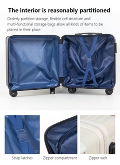 Occuwzz Luggage carrying bag, small and lightweight, portable for boarding overseas travel, business trip, women's carrying bag, silent 360-degree rotating double casters, frame type, impact-resistant, multi，white  - Image 3