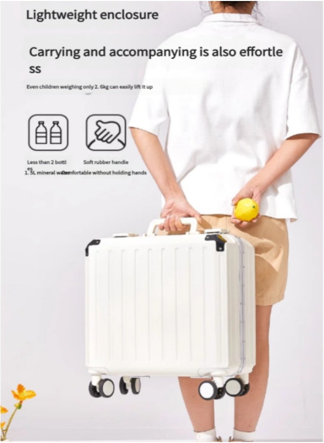 Occuwzz - Luggage carrying bag, small and lightweight, portable for boarding overseas travel, business trip, women's carrying bag, silent 360-degree rotating double casters, frame type, impact-resistant, multi，white - Image 1