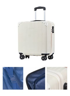 Occuwzz Luggage carrying bag, small and lightweight, portable for boarding overseas travel, business trip, women's carrying bag, silent 360-degree rotating double casters, frame type, impact-resistant, multi，white  - Image 1