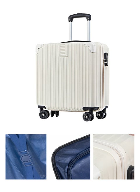 Luggage carrying bag, small and lightweight, portable for boarding overseas travel, business trip, women's carrying bag, silent 360-degree rotating double casters, frame type, impact-resistant, multi，white