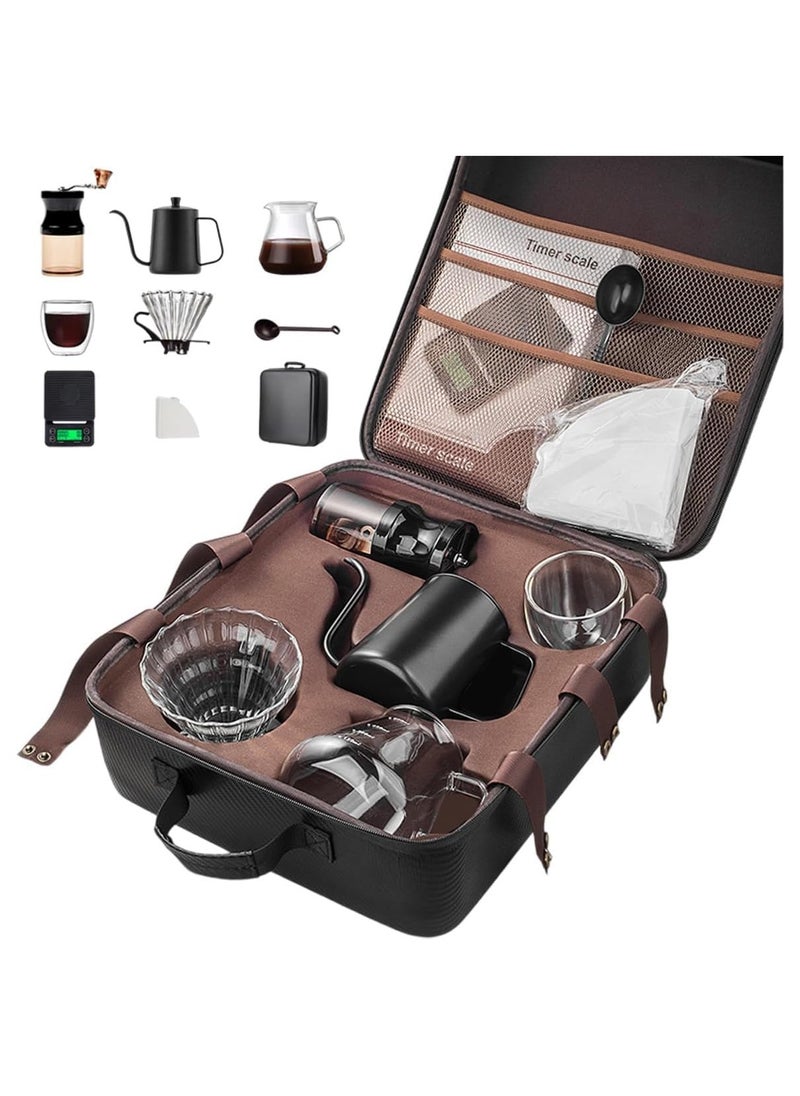 General - Coffee Maker Set with Portable Carry Case Coffee Kettle with Drip Filter Coffee Share Pot Filters Coffee Scale Double wall Mug Manual Coffee Grinder - Image 1
