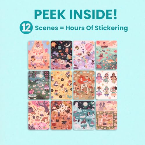 CUPKIN Princess Sticker Book Activity for Kids, World of Princesses by Cupkin, Toddler Airplane Travel Essentials, 500+ Stickers for Kids 12 Scenes + Coloring Book Pages, Girly Kid Gift, Crafts Ages 2-8 - Image 5