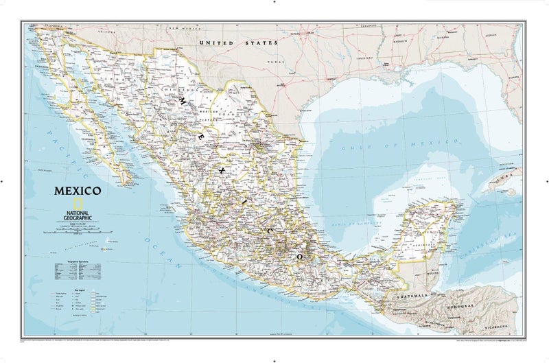 National Geographic: Mexico Classic Wall Map - 34.5 x 22.5 inches - Art Quality Print - Image 1