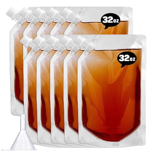 Concealable and Reusable Cruise Plastic Flask kitJuice Travel Plastic Flasks Bags Drink BagsLeakProof BPAFree for Travel Outdoor Sports Concerts Events32OZ10PCS