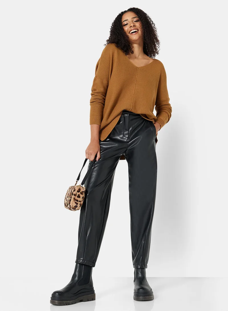 اونلي PU Coated Straight Fit Pants