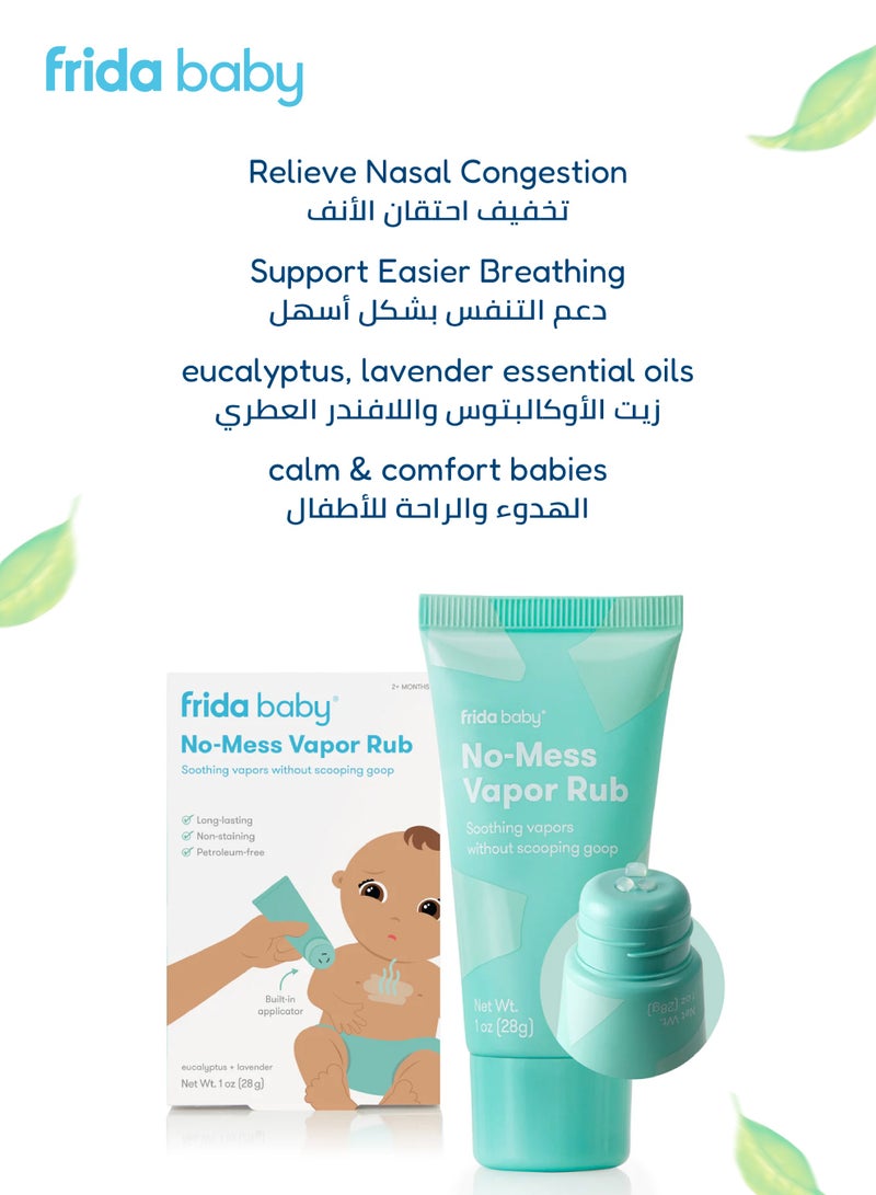 fridababy No-Mess Vapor Rub for Babies | Soothing Eucalyptus & Lavender | Made in USA | Petroleum-Free | Built-in Applicator | 28g Tube | Long-Lasting Comfort | Non-Staining - Image 3