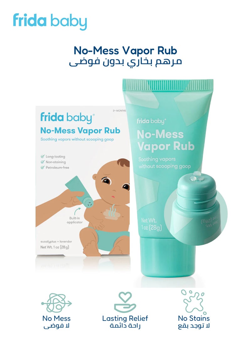 fridababy No-Mess Vapor Rub for Babies | Soothing Eucalyptus & Lavender | Made in USA | Petroleum-Free | Built-in Applicator | 28g Tube | Long-Lasting Comfort | Non-Staining - Image 1