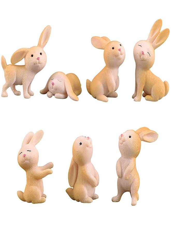 MAOMIA 7 Pcs Rabbit Figures for Kids, Animal Toys Set Cake Toppers, Rabbit Fairy Garden Miniature Figurines Collection Playset for Christmas Birthday Gift Desk Decorations - Image 1
