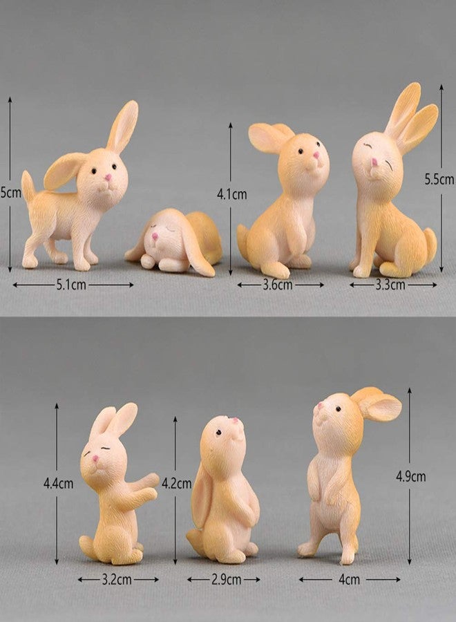 MAOMIA 7 Pcs Rabbit Figures for Kids, Animal Toys Set Cake Toppers, Rabbit Fairy Garden Miniature Figurines Collection Playset for Christmas Birthday Gift Desk Decorations - Image 5