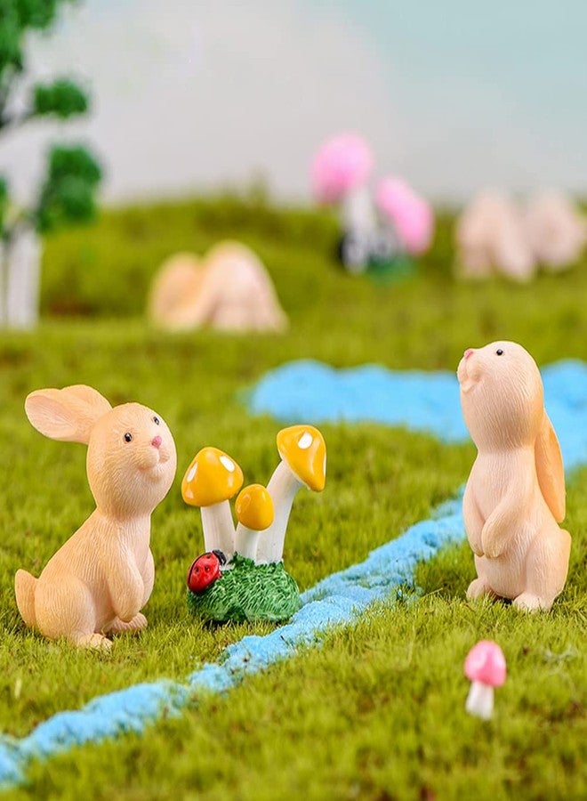 MAOMIA 7 Pcs Rabbit Figures for Kids, Animal Toys Set Cake Toppers, Rabbit Fairy Garden Miniature Figurines Collection Playset for Christmas Birthday Gift Desk Decorations - Image 2