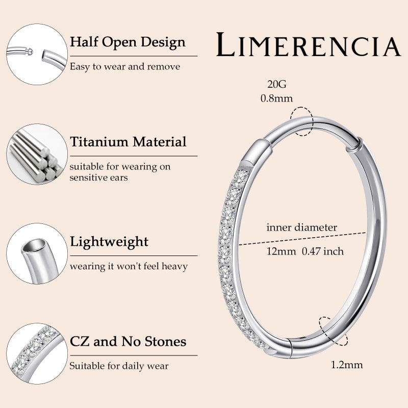 Limerencia Titanium Hoop Earrings for Women,G23 Implant Grade Pure Titanium Lightweight Hoop Earrings for Women Men Sensitive Ears - Image 2
