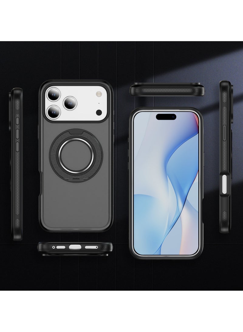 عام for iPhone 17 Pro Max Case with 360 Magnetic Stand 【Works with MagSafe】 Anti-Fingerprint,Rugged Shockproof Matte Translucent Drop Proof Bumper Phone Case 17 Pro Max for Women - Image 3