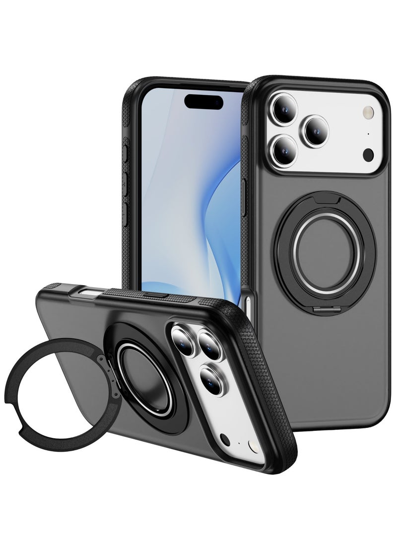 عام for iPhone 17 Pro Max Case with 360 Magnetic Stand 【Works with MagSafe】 Anti-Fingerprint,Rugged Shockproof Matte Translucent Drop Proof Bumper Phone Case 17 Pro Max for Women - Image 1