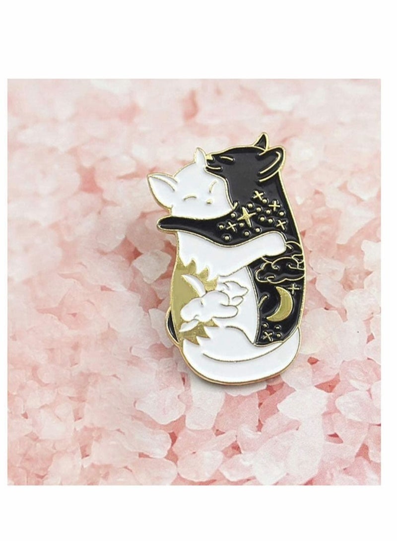 Cute Enamel Cat and Book Pins Set, Brooch Pins Cartoon Brooch Pins Lapel Badges for Clothing Bags Sweater Shirt Jacket Backpack Accessory DIY Crafts (Black, 5pcs) - Image 2