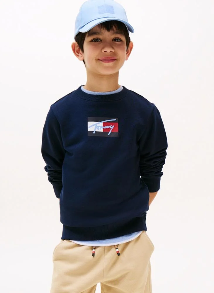 TOMMY HILFIGER Kids Script Flag Sweatshirt