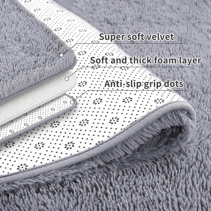 Keeko (1.2mx1.6m, Grey) - Premium Fluffy Grey Area Rug Cute Shag Carpet, Extra Soft and Shaggy Carpets, High Pile, Indoor Fuzzy Rugs for Bedroom Girls Kids Living Room Home, 1.2m x 1.6m - Image 3