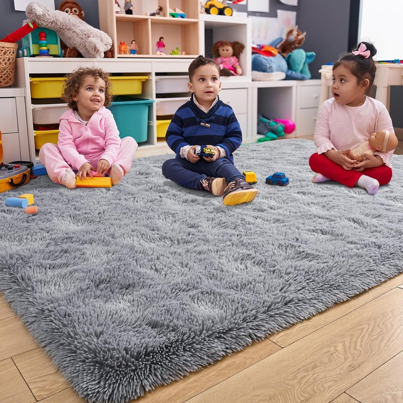 Keeko (1.2mx1.6m, Grey) - Premium Fluffy Grey Area Rug Cute Shag Carpet, Extra Soft and Shaggy Carpets, High Pile, Indoor Fuzzy Rugs for Bedroom Girls Kids Living Room Home, 1.2m x 1.6m - Image 2