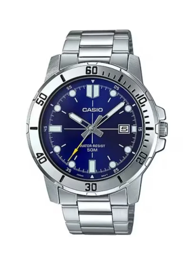 CASIO Men's Analog Display Watch With Silver Stainless Steel Strap - MTP-VD01D-2E