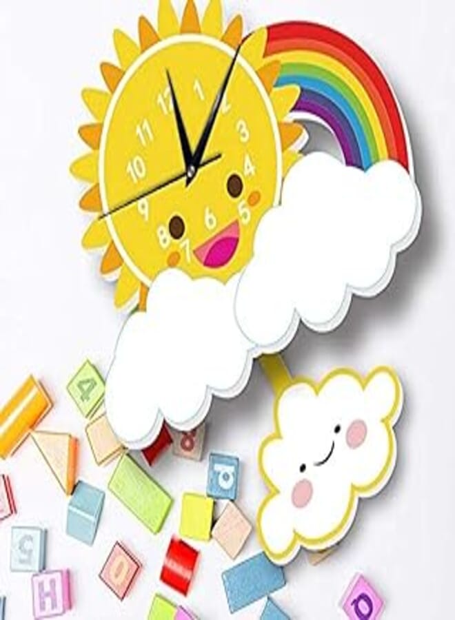 Cartoon lovely Home Decoration Accessories Wall Stickers 3D Sun Rainbow Wall Clock Background Decoration For Kids Rooms Home decor mm