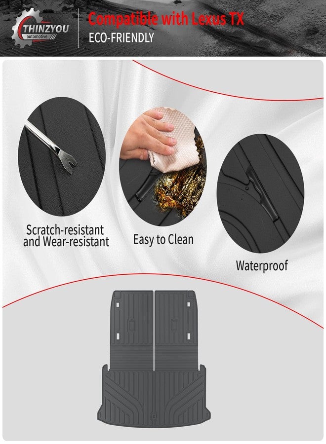 Thinzyou Trunk Mat Compatible with 2024 2025 2026 Lexus TX350 TX500h TX550h+ 6&7 Seats Cargo Mat Cargo Liner Trunk Liner Back Seat Protector All Weather TX Accessories (Trunk Mat with Backrest Mat) - Image 4