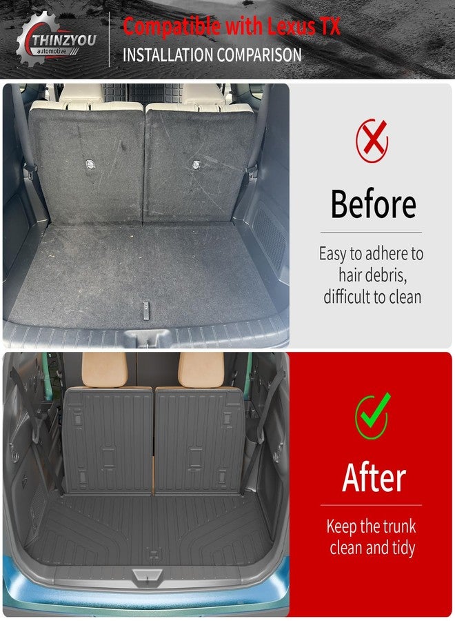 Thinzyou Trunk Mat Compatible with 2024 2025 2026 Lexus TX350 TX500h TX550h+ 6&7 Seats Cargo Mat Cargo Liner Trunk Liner Back Seat Protector All Weather TX Accessories (Trunk Mat with Backrest Mat) - Image 2