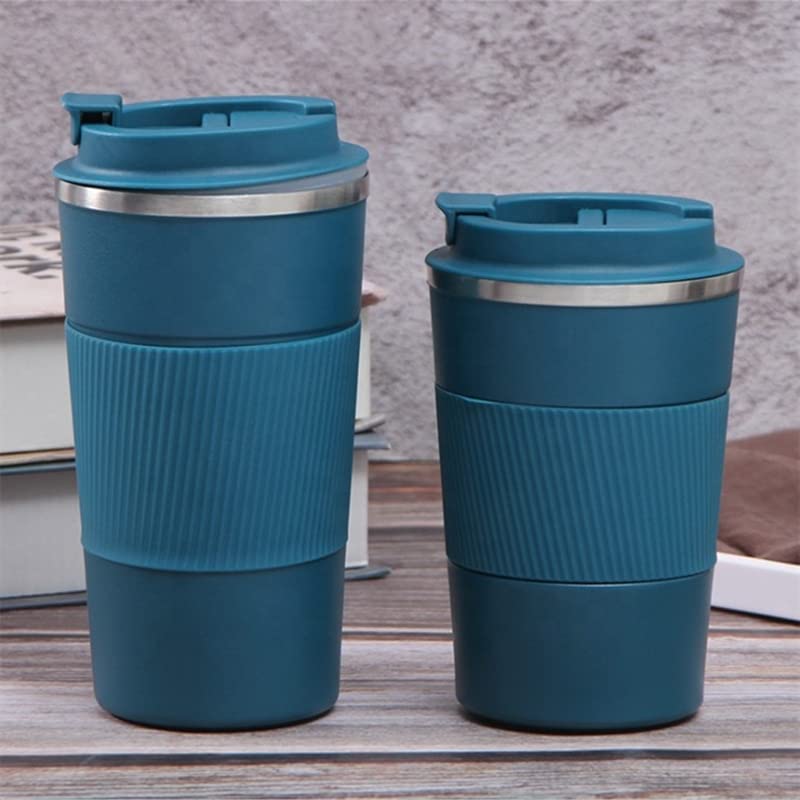 Wosta Travel Mug, Insulated Coffee Cup with Leakproof Lid,Vacuum Insulation Stainless Steel Reusable for Hot Cold Coffee, Non-Slip Protective Cover, (Blue, 380 Ml & Cleaning Brush) - Image 4