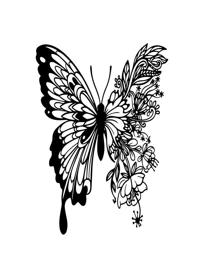 ESTART Metal Butterfly Decoration Wall Art Boho Home Decor Metal Hanging Wall Decor Flower Wall Art for Bedroom Living Room Bathroom Wall Indoor Outdoor Farmhouse - Image 1
