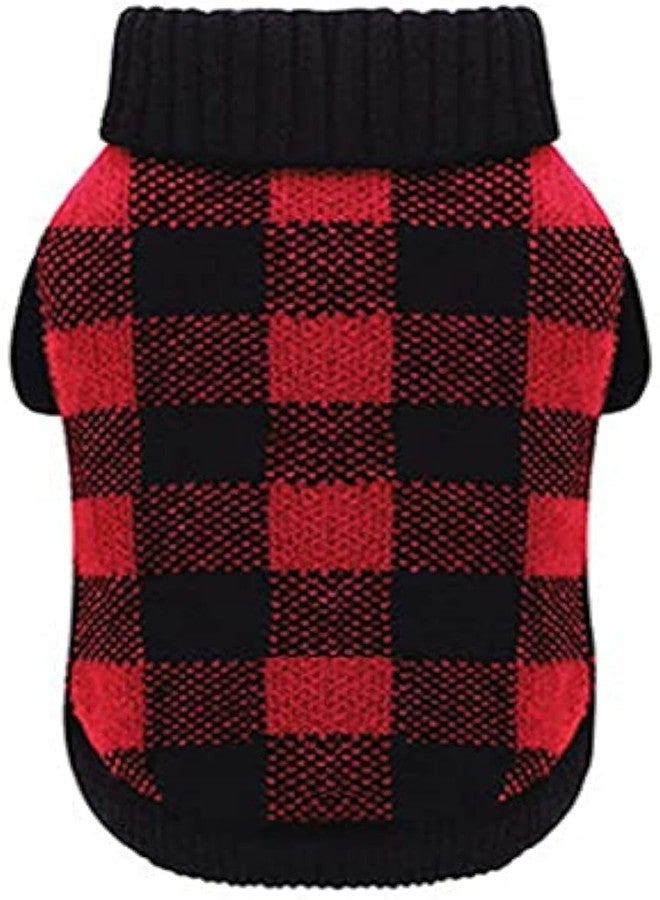 Nothers Dog Fall Winter Pet Apparel Dog Christmas Sweater for Dogs, Red Black Buffalo Plaid XX-Large Back Length 23" - Image 1