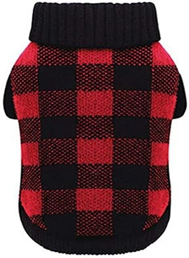Nothers Dog Fall Winter Pet Apparel Dog Christmas Sweater for Dogs, Red Black Buffalo Plaid XX-Large Back Length 23" - Image 2
