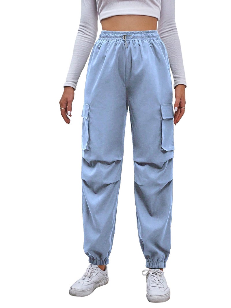 TAGDO Women's Relaxed Fit Cargo|Joggers Pant|Cargo Pant Cotton|Cargo Pant for Women (Women-Cargo-5157-Sky-34) - Image 1