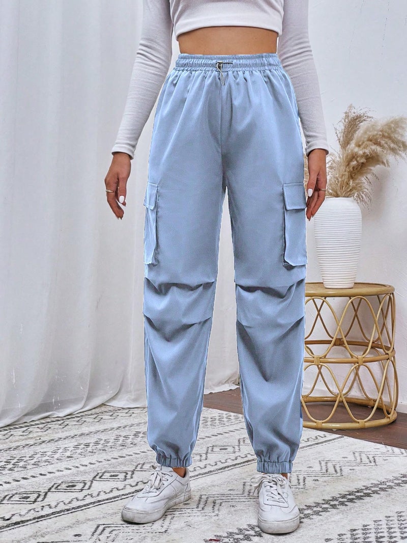 TAGDO Women's Relaxed Fit Cargo|Joggers Pant|Cargo Pant Cotton|Cargo Pant for Women (Women-Cargo-5157-Sky-34) - Image 2