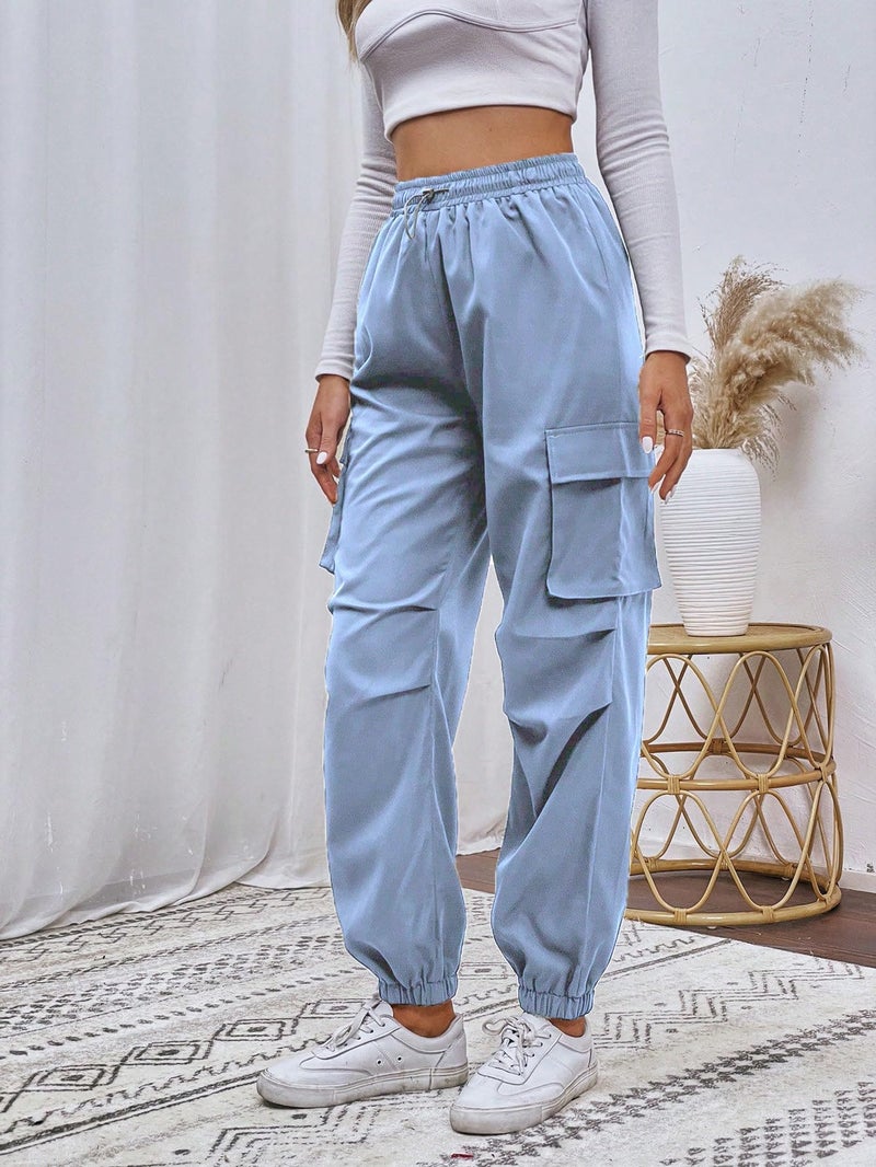 TAGDO Women's Relaxed Fit Cargo|Joggers Pant|Cargo Pant Cotton|Cargo Pant for Women (Women-Cargo-5157-Sky-34) - Image 3