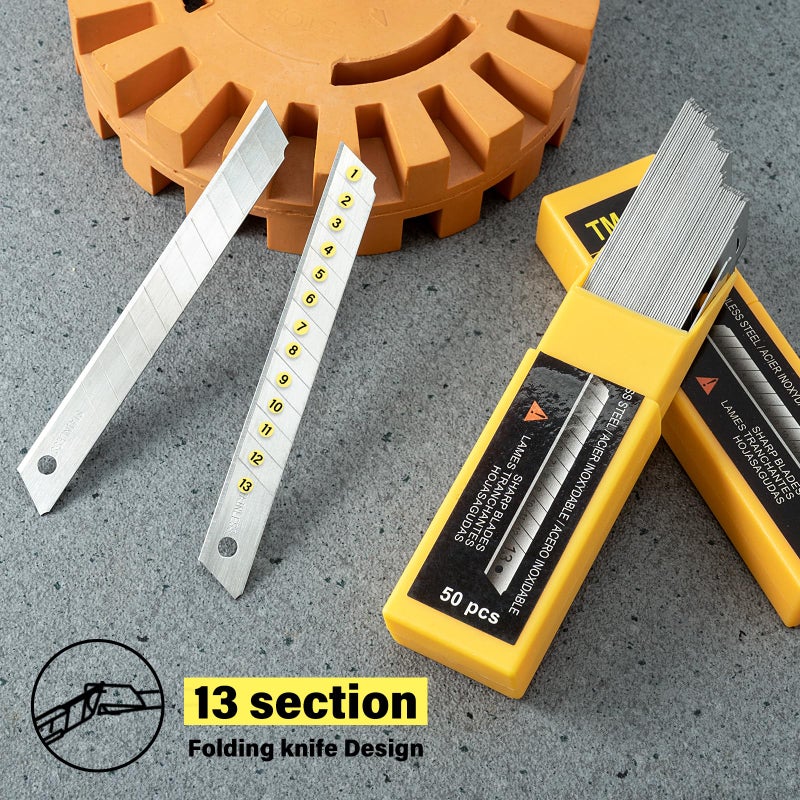 Gomake 9mm Utility Knife Replacement Blades, Snap Off Blades for 9MM Universal Art Knife,Stainless Steel Blades Use in Office, Home, Arts, Crafts - 100PCS - Image 3