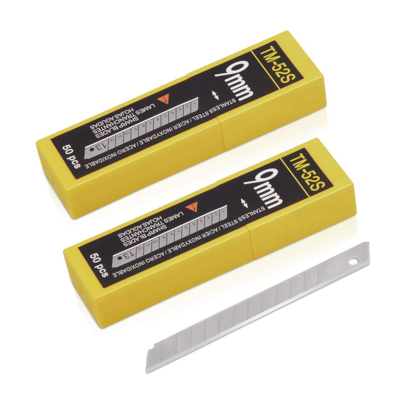 Gomake 9mm Utility Knife Replacement Blades, Snap Off Blades for 9MM Universal Art Knife,Stainless Steel Blades Use in Office, Home, Arts, Crafts - 100PCS - Image 1